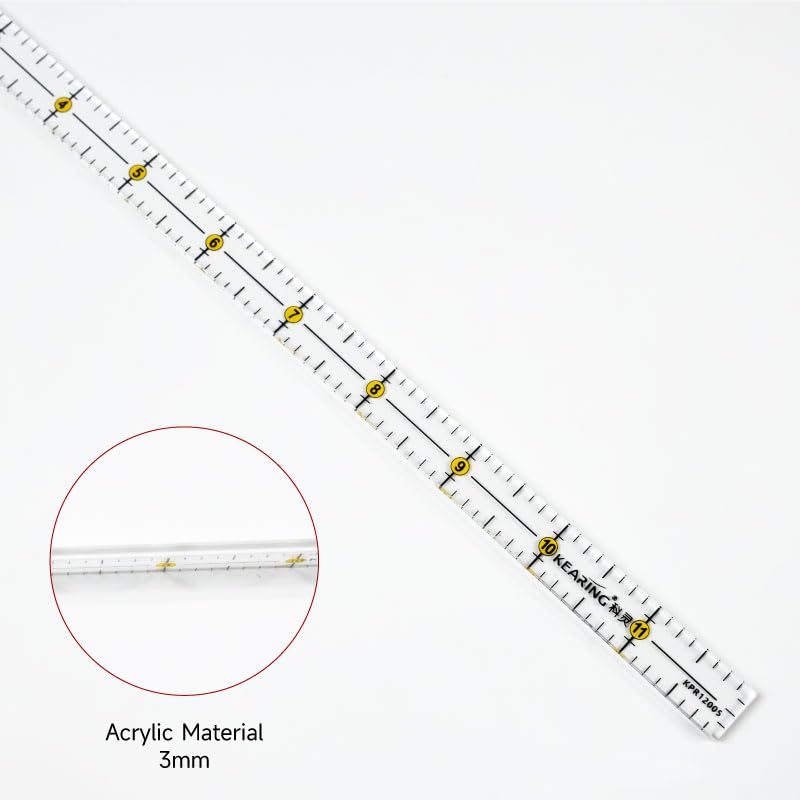 KEARING 1/2" x 12" Pocket Quilting Ruler, Non-Slip Acrylic Sewing Ruler for Cutting Fabric, Clear Mini Quilting Ruler for Pattern Making and Sewing - Image 3